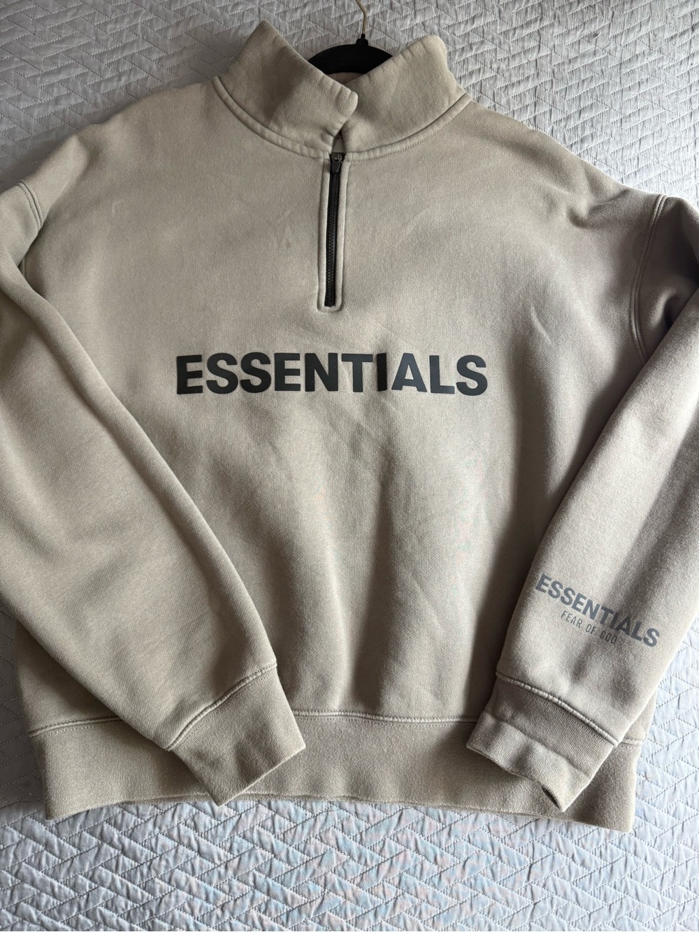 Essentials Men's Zip-Up Sweatshirt in Light Taupe Size XS